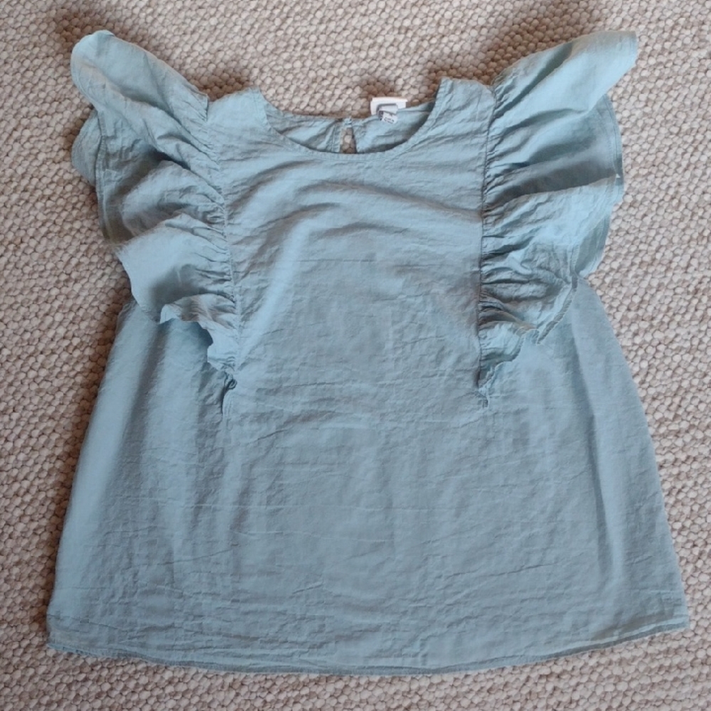 a new day Blue Ruffled Blouse Sleeveless